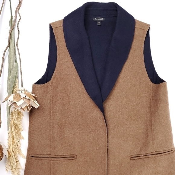 Talbots Camel Tan & Navy Wool Blend Jacket Size XS - Picture 2 of 13